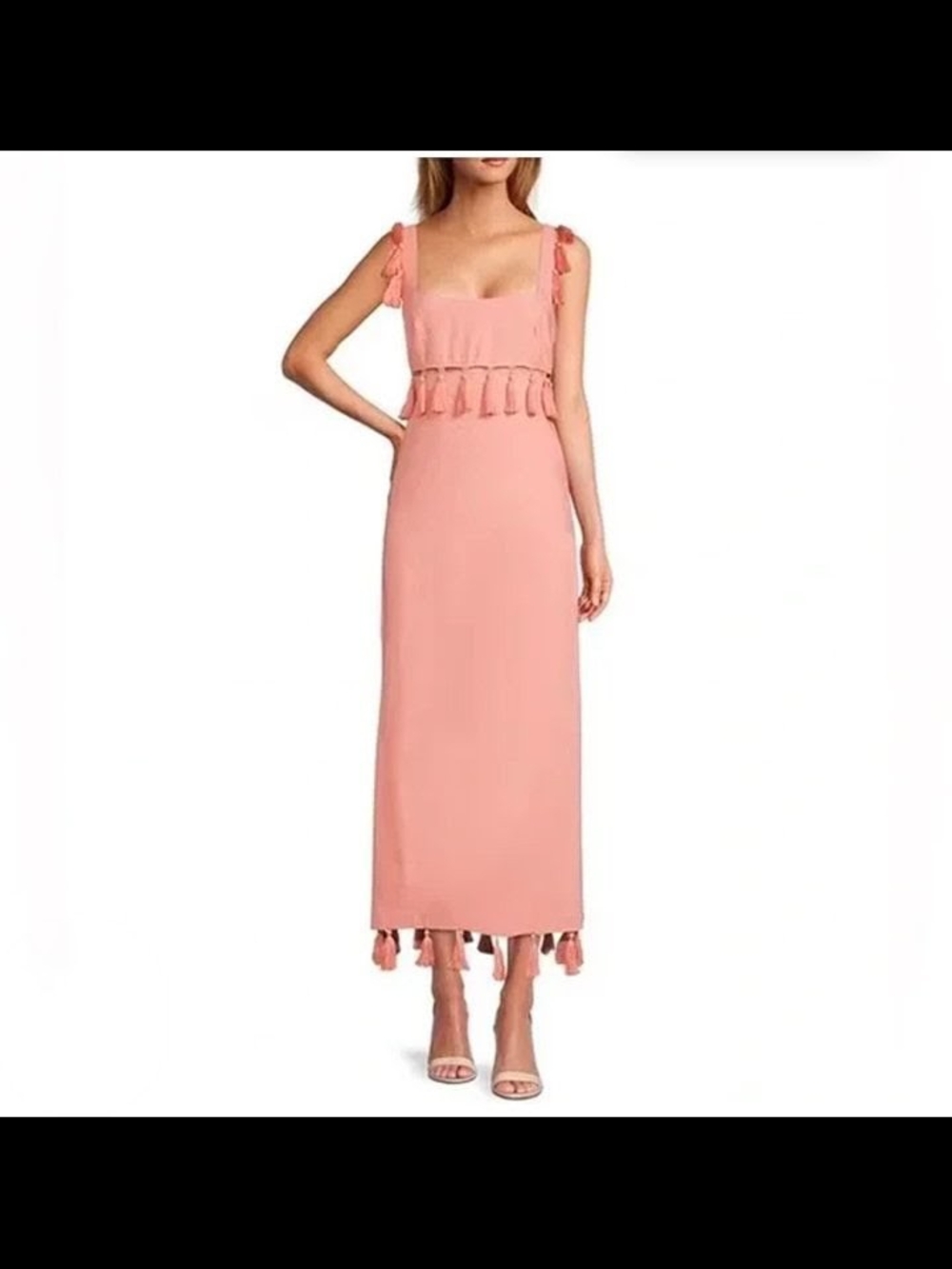 ANTONIO MELANI Coral-Pink Tassel Strap Maxi Dress